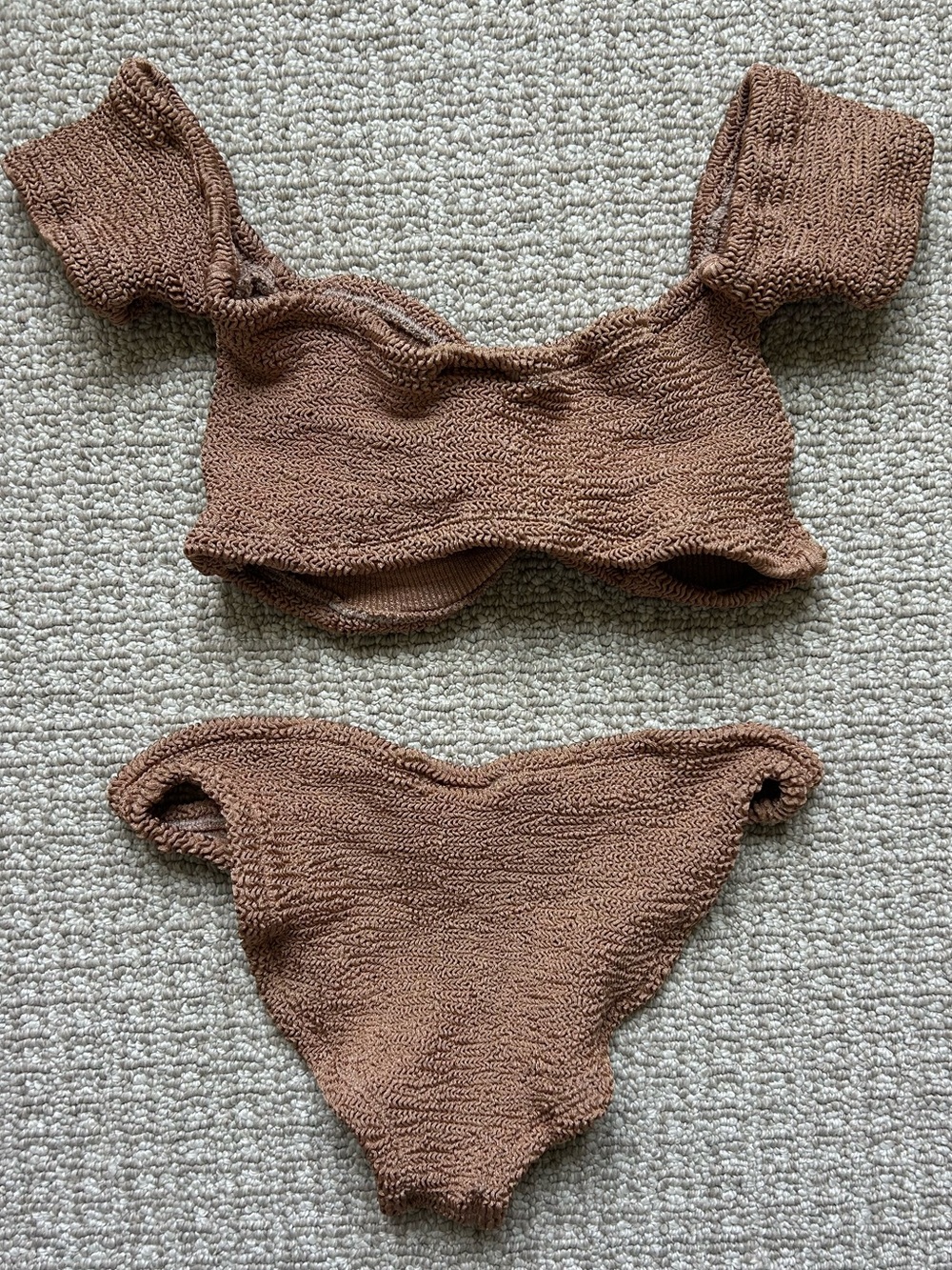 Hunza G Brown Textured Twist Bikini Set - Picture 2 of 3
